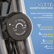 HOMCOM 2-In-1 Upright Exercise Bike 8-Level Adjustable with Pulse Sensor Grey - image 6
