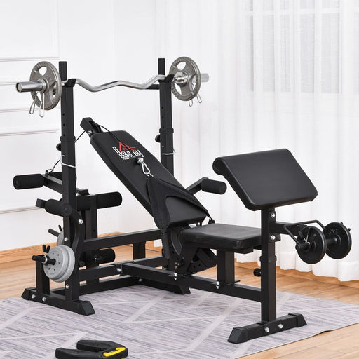HOMCOM multi-exercise weight bench with bench press and leg extension - view 1