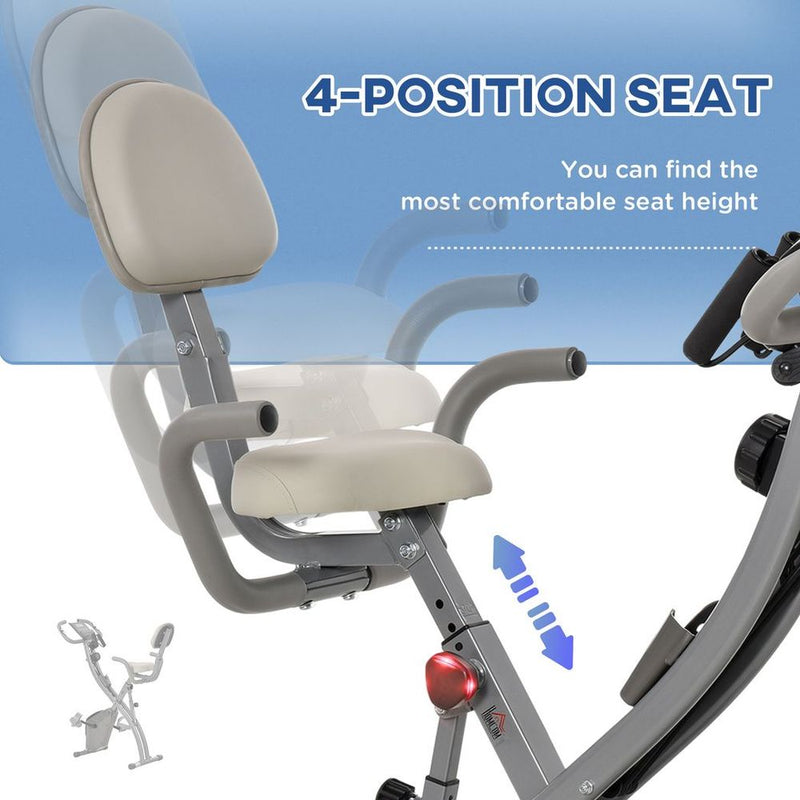 HOMCOM 2-In-1 Upright Exercise Bike 8-Level Adjustable with Pulse Sensor Grey - image 5