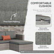 3 Pc PE Rattan Corner Sofa Set, w/ Tempered Glass Table-top & Soft Cushion Grey - image 5