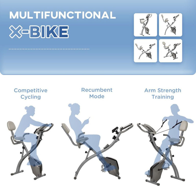 HOMCOM 2-In-1 Upright Exercise Bike 8-Level Adjustable with Pulse Sensor Grey - image 7