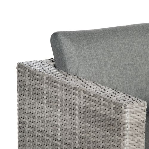 3 Pc PE Rattan Corner Sofa Set, w/ Tempered Glass Table-top & Soft Cushion Grey - image 9