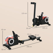 SPORTNOW Foldable Water Rowing Machine with Wheels and LCD Monitor, Black - image 4