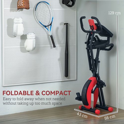 SPORTNOW Folding Exercise Bike with Arm Bands and Hand Pulse Sensor, Red - image 8