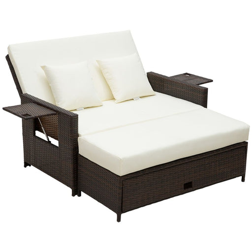 Premium 2 Seater Rattan Sofa Daybed - Fire Retardant Cushions