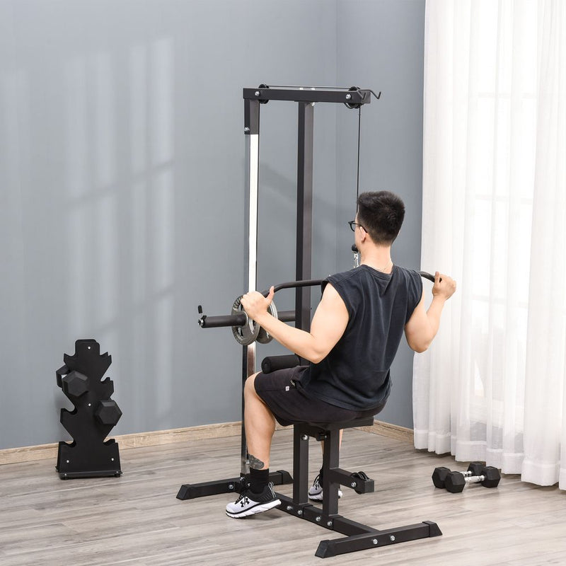 HOMCOM Lat Pull Down Machine with Extra Pulley for Seated Rows, Cable Pulley System - image 3