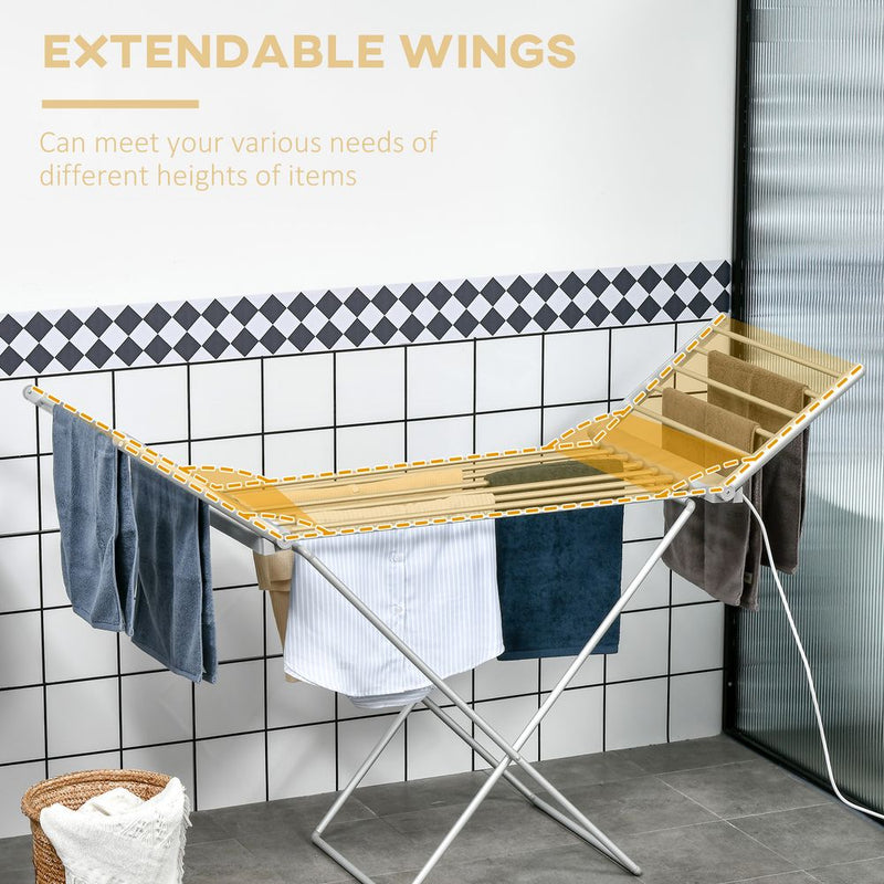 Electric Heated Folding Indoor Airer Laundry Drying Horse Rack, Silver - image 6