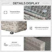 3 Pc PE Rattan Corner Sofa Set, w/ Tempered Glass Table-top & Soft Cushion Grey - image 6