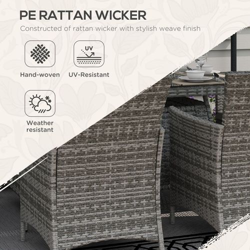Outsunny PE Rattan Dining Set with Fire Pit Table and Cushioned Armchairs, Grey - image 3