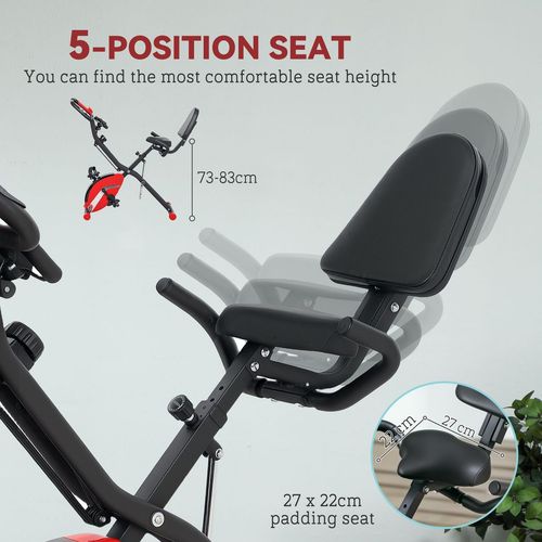 SPORTNOW Folding Exercise Bike with Arm Bands and Hand Pulse Sensor, Red - image 7