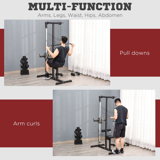 HOMCOM Lat Pull Down Machine with Extra Pulley for Seated Rows, Cable Pulley System