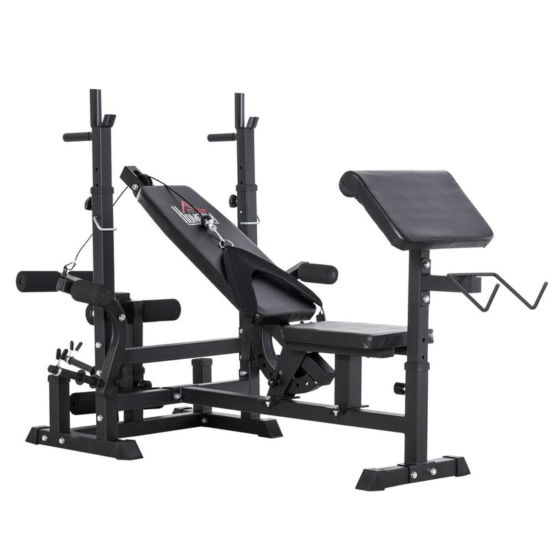 HOMCOM multi-exercise weight bench with bench press and leg extension - view 2