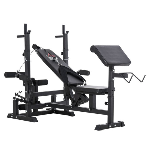 HOMCOM multi-exercise weight bench with bench press and leg extension - view 2
