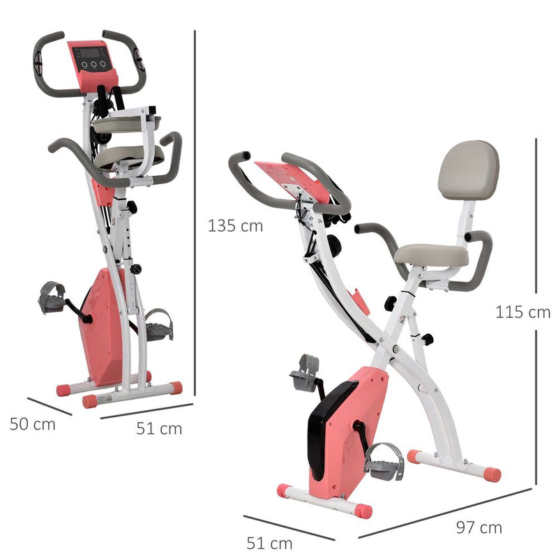 Premium Adjustable 2-in-1 Exercise Bike - LCD Monitor, Pulse Sensor, Pink - HOMCOM - image 5