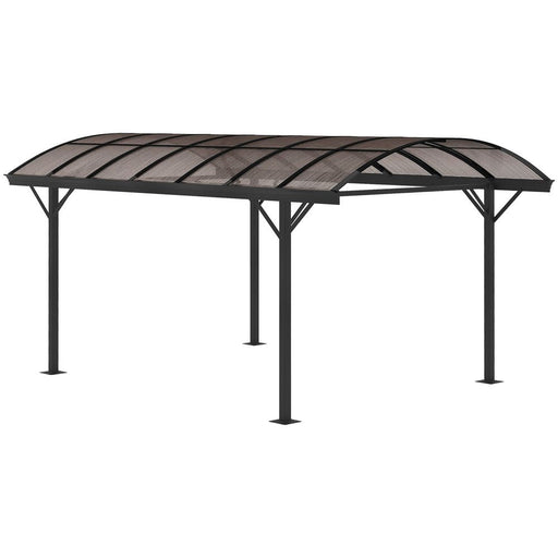 Premium 5x3m Hardtop Aluminum Gazebo Pergola - Brown - Polycarbonate Roof