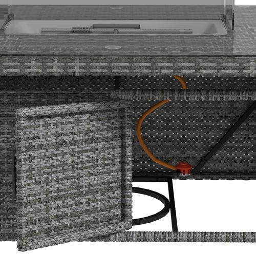 Outsunny PE Rattan Dining Set with Fire Pit Table and Cushioned Armchairs, Grey - image 8