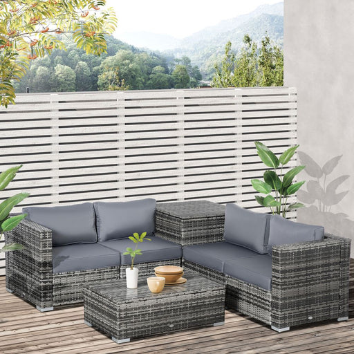 High-Quality 6PC Rattan Corner Sofa Set w/ Cushion - Grey - image 2
