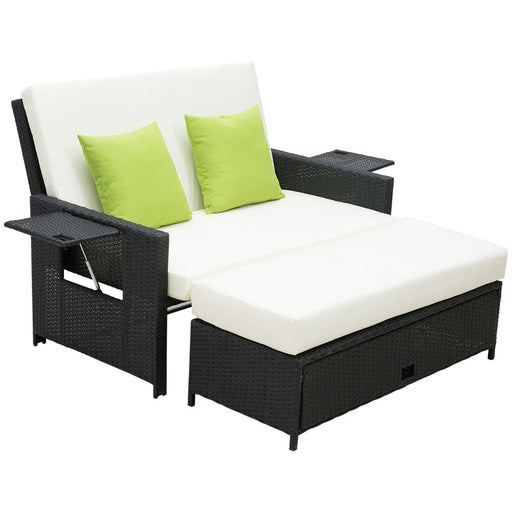 Premium 2 Seater Rattan Sofa Daybed - Fire Retardant Cushions - image 2