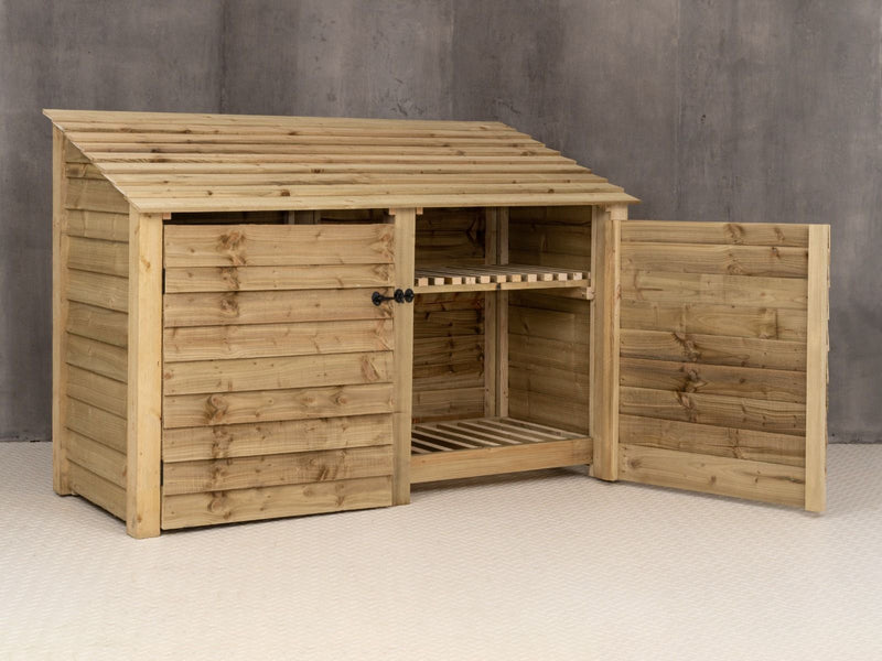 Wooden Log Store with Doors and Shelf W-187cm, H-126cm or 180cm, D-88cm - image 7