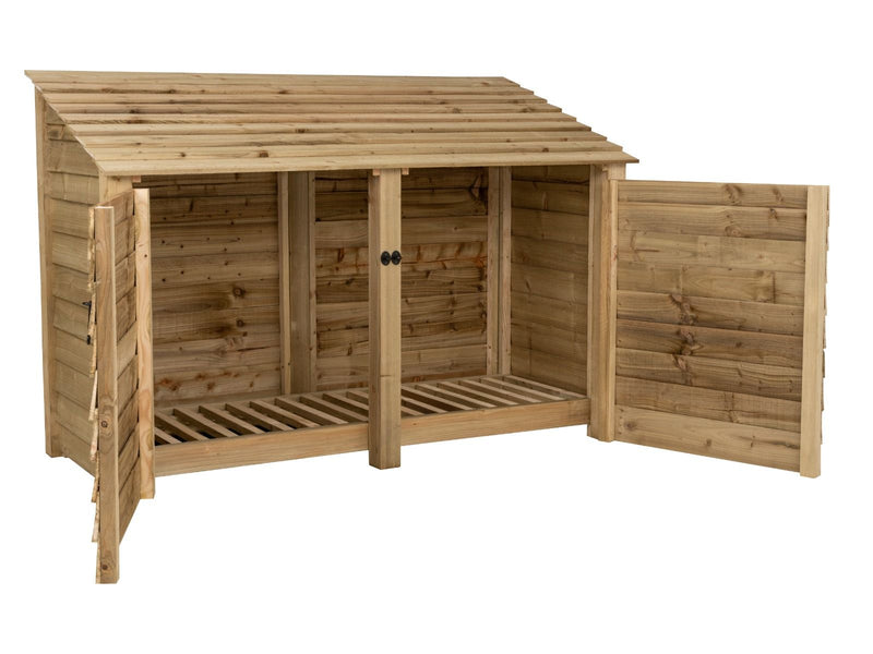 Wooden Log Store with Doors 