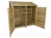 Wooden Log Store with Doors 