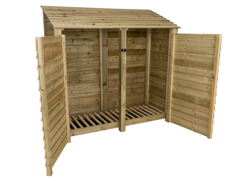 Wooden Log Store with Doors 