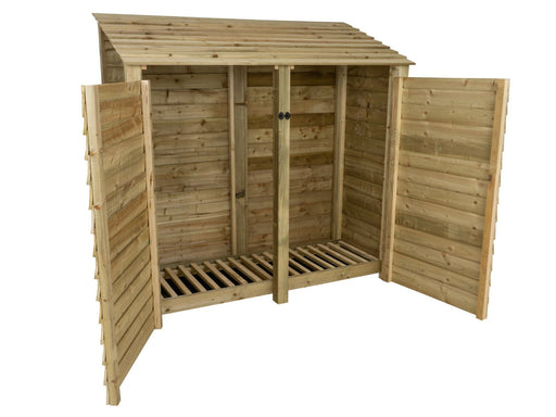 Wooden Log Store with Doors 