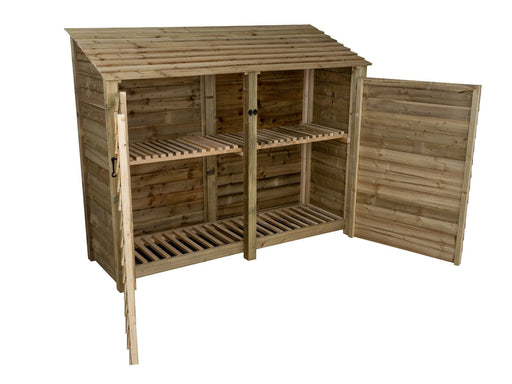 Wooden Log Store with Doors